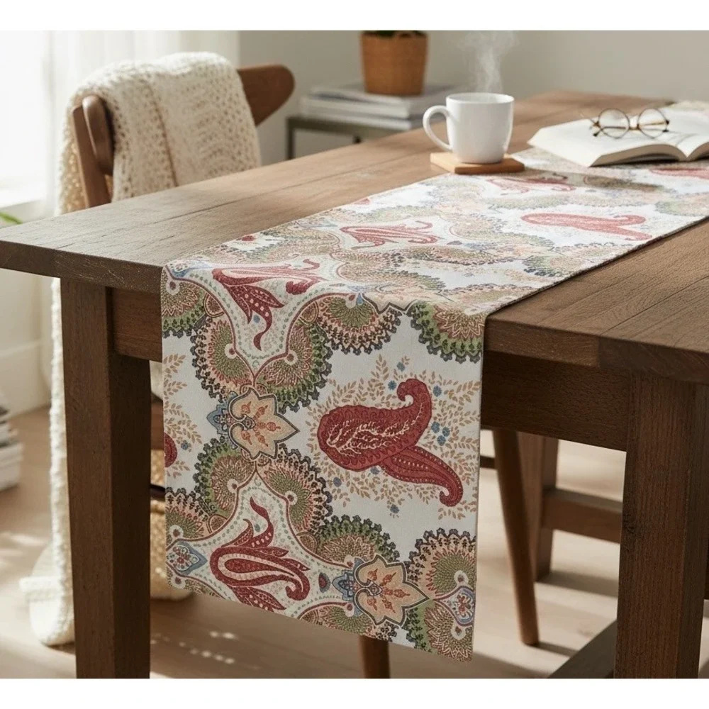 Pottery Barn Paisley Table Runner 18 x 108 inch Extra Long‎ Multicolor Cotton